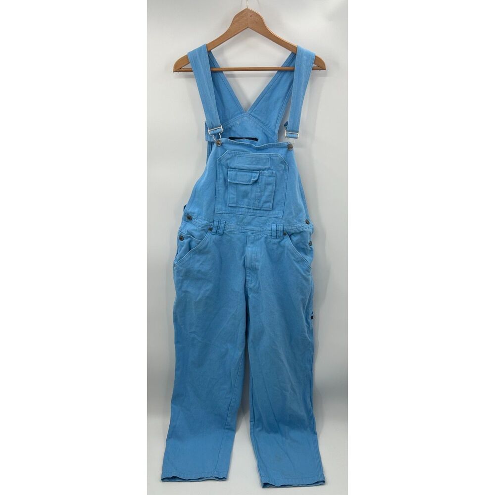 Y2K J Cool Blue Denim Overalls Bibs Baggy Wide Leg Hip Hop Streetwear Flawed L